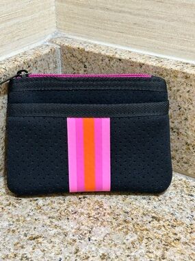 HAUTE SHORE Black Pouch with Hot Pink Trim